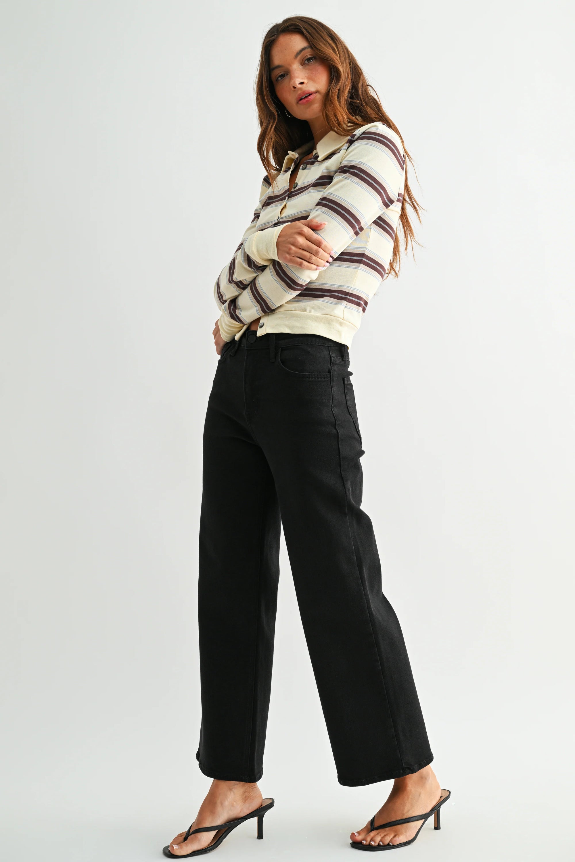 The Josie Black Slim Wide Leg Jeans