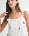 The Juniper Off White Embroidered Romper
