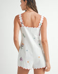 The Juniper Off White Embroidered Romper