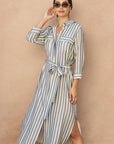 The Juno Striped Maxi Shirt Dress