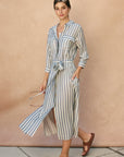 The Juno Striped Maxi Shirt Dress
