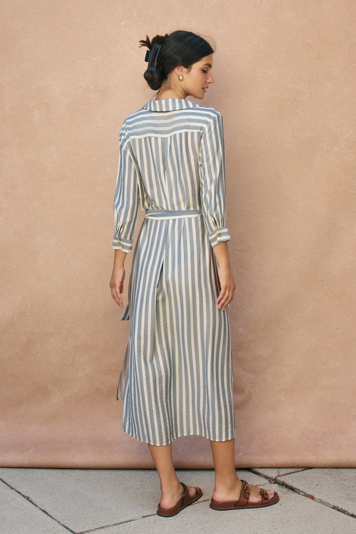 The Juno Striped Maxi Shirt Dress