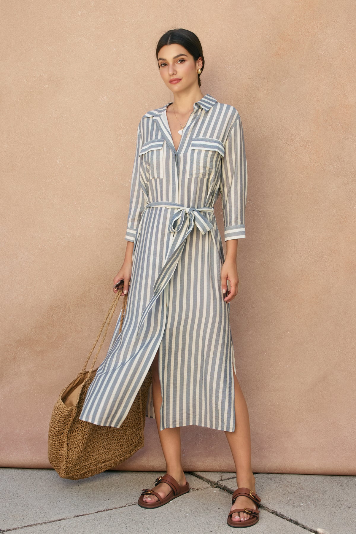 maxi striped shirt dress The Juno – Thread + Seed Birdy Grey Catherine Dress NPU-Deejay-202445 the office Size:4X