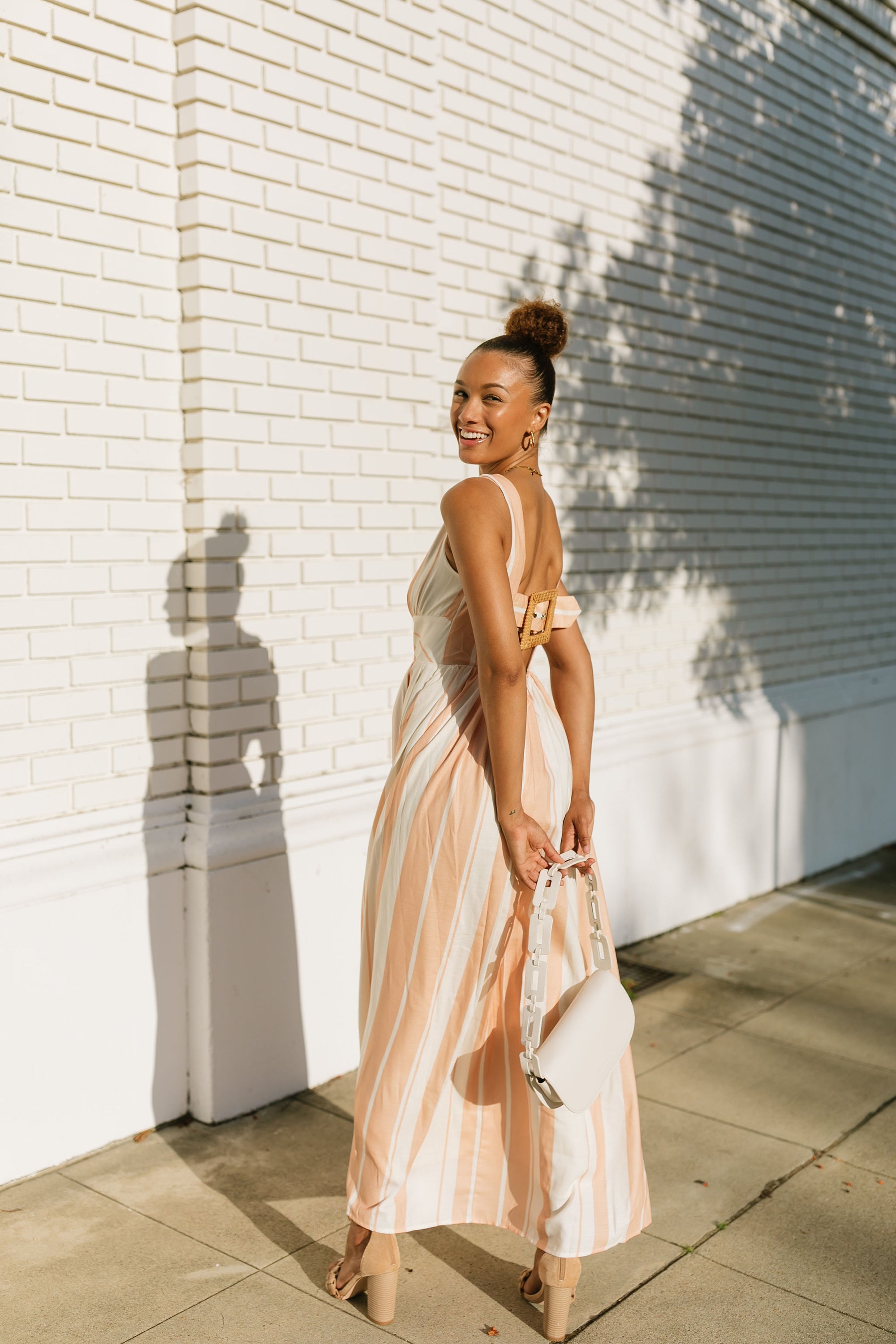 buckle maxi dress Briona Short Sleeve Buckle Maxi Dress Pink
