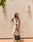 The Alba Linen Contrast Top + Pant Set - Sold Separately