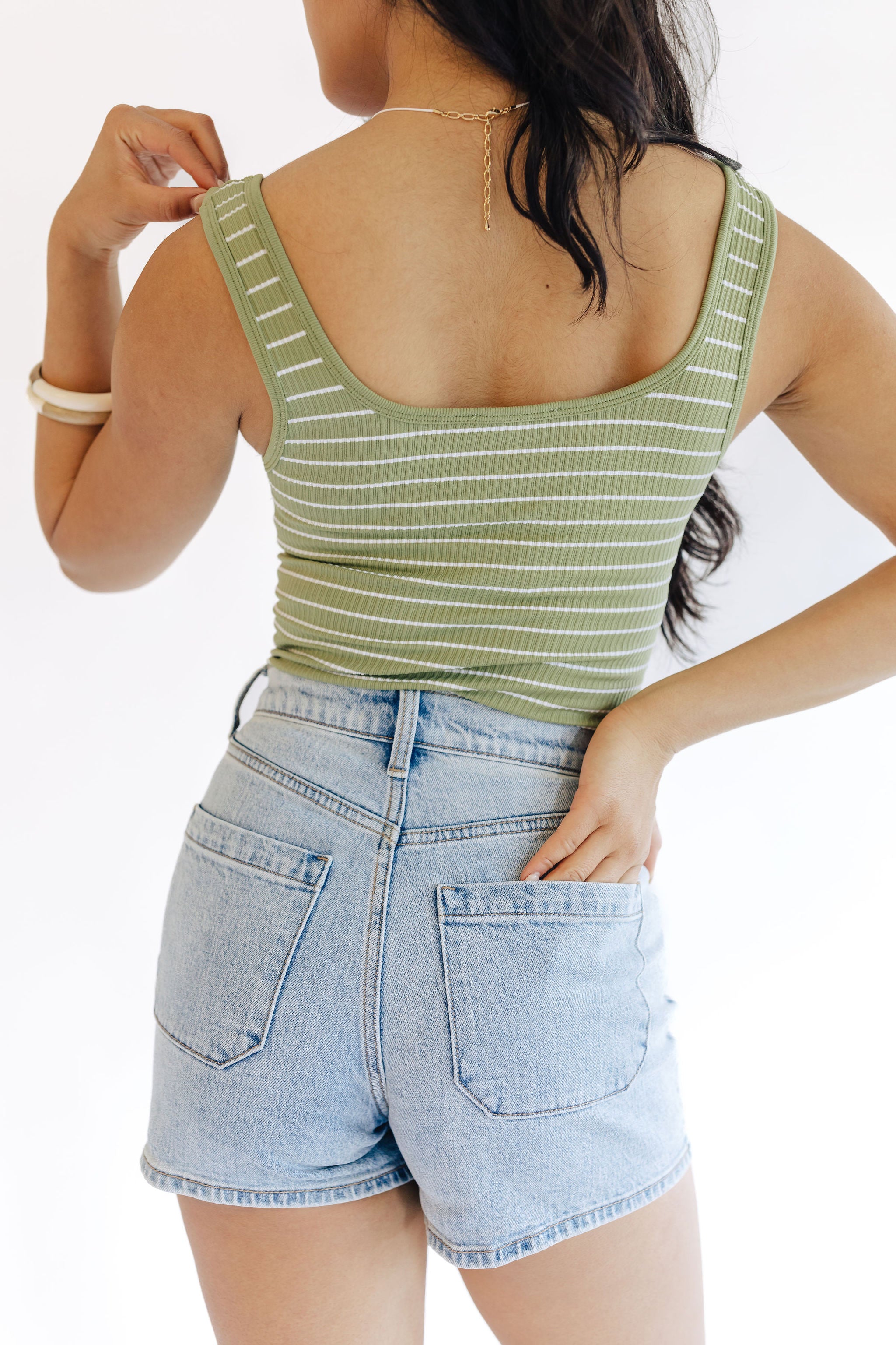 The Taylor Light Olive Striped Snap Tank – Thread + Seed
