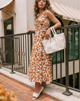 The Ariadne Brown Foliage Midi Dress