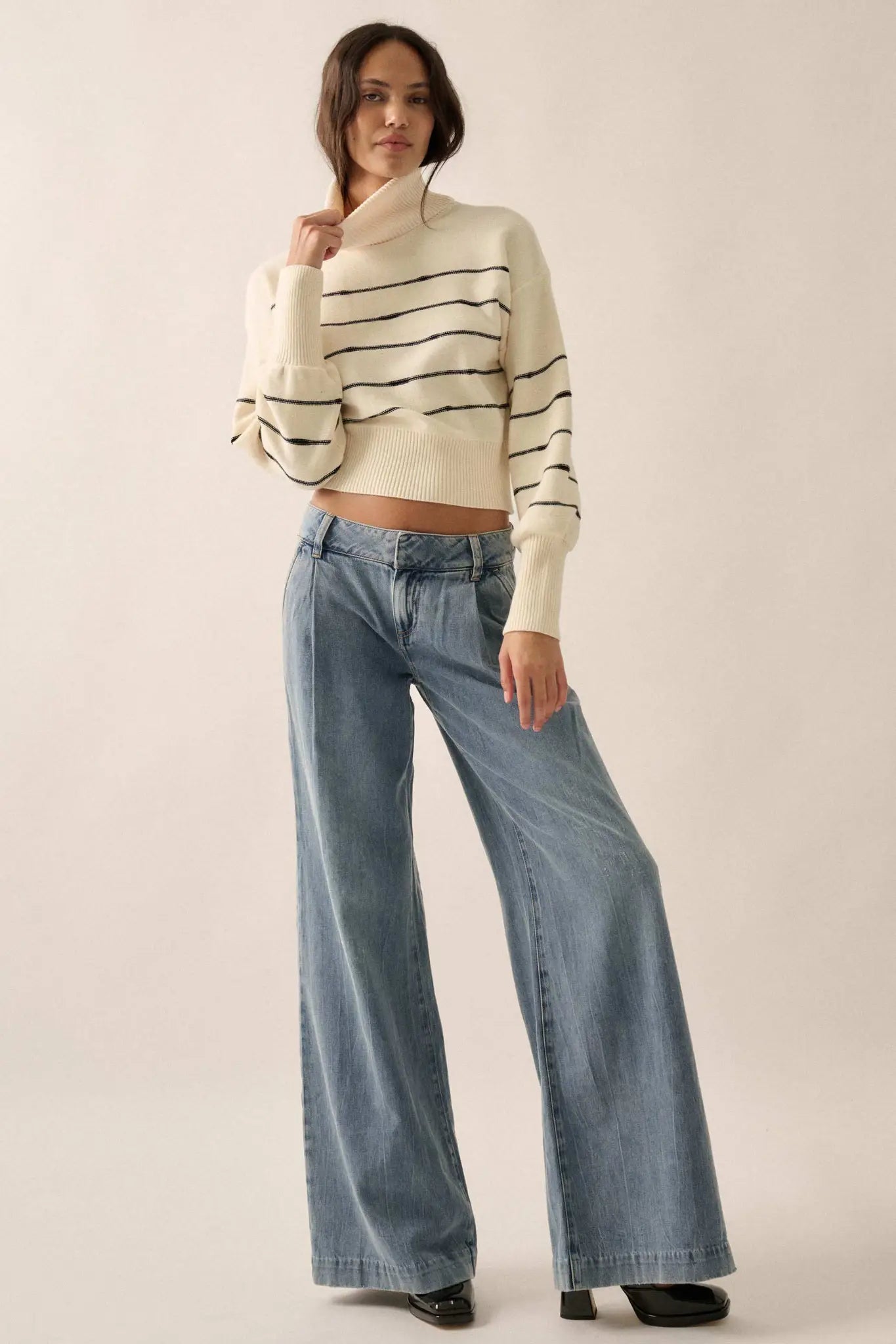 The Kaitlyn Striped Turtleneck Sweater