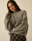 The Karina Grey Embroidered Tigers Sweater
