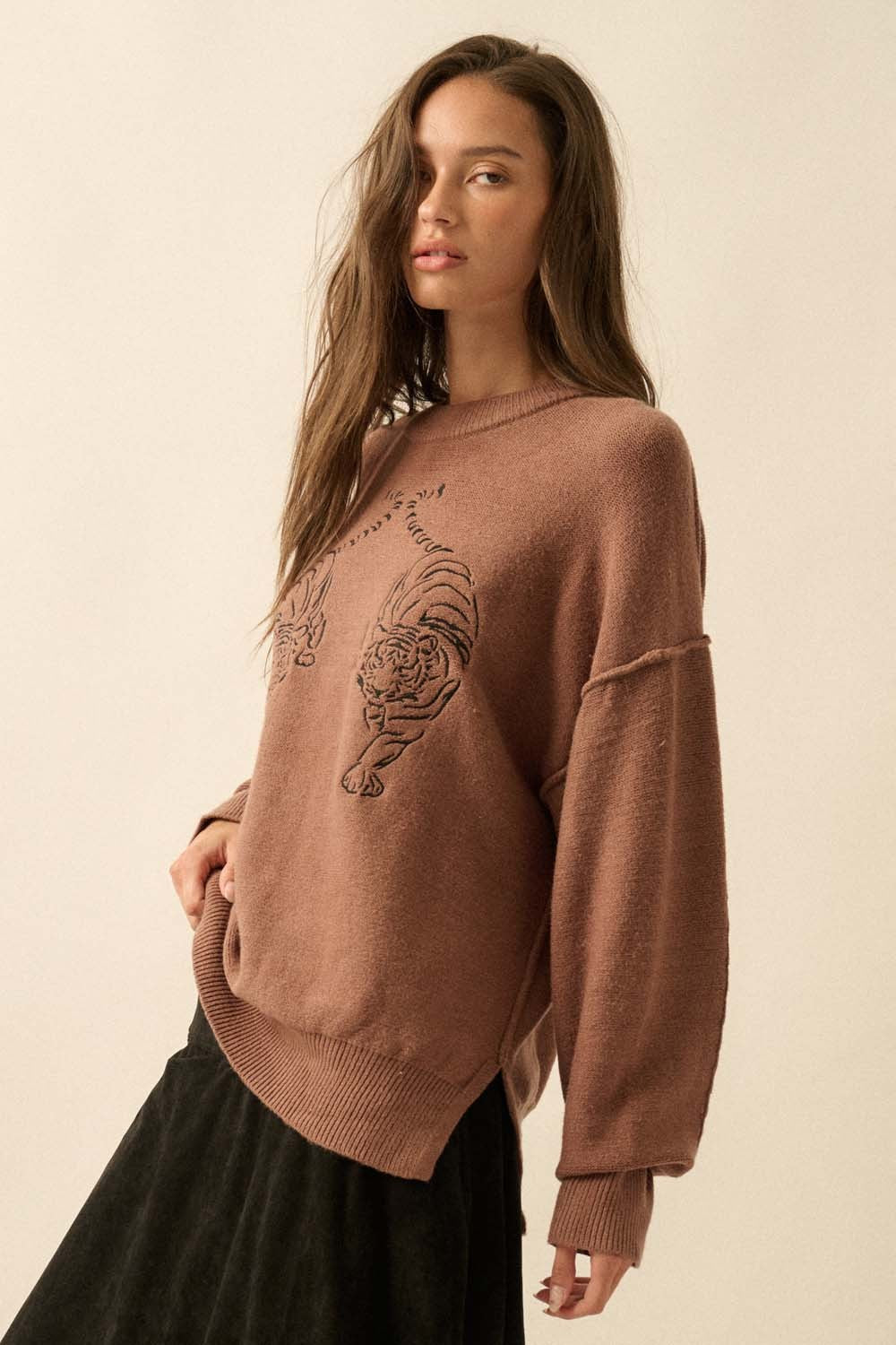 The Karina Embroidered Tigers Sweater