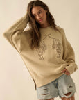 The Karina Cream Embroidered Tigers Sweater