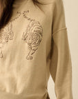 The Karina Cream Embroidered Tigers Sweater