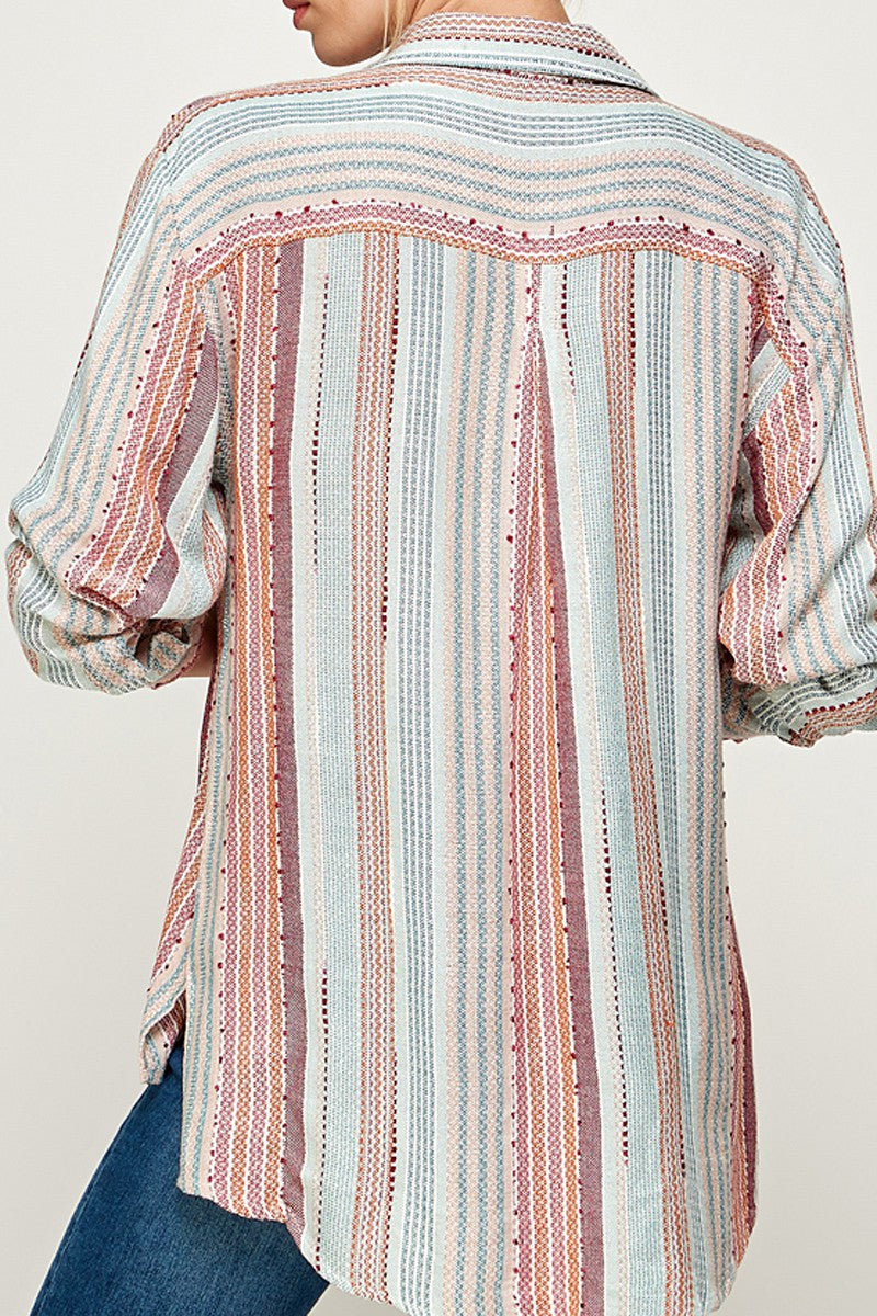 The Karmen Long Sleeve Multi Striped Top