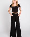 The Kenz Black Modal Top + Pant Set - Sold Separately