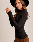 The Kory Black Lettuce Edge Turtleneck Top