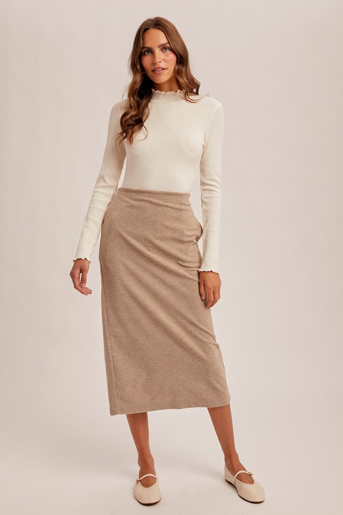 The Kory Ivory Lettuce Edge Turtleneck Top – Thread + Seed