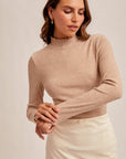 The Kory Mocha Lettuce Edge Turtleneck Top