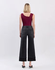 The Kris Black Cuffed Wide Leg Jeans