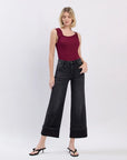 The Kris Black Cuffed Wide Leg Jeans