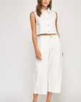 The Kylie Off White Denim Vest + Barrel Jeans Set - Sold Separately