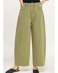The Kylie Olive Mid Rise Barrel Jeans