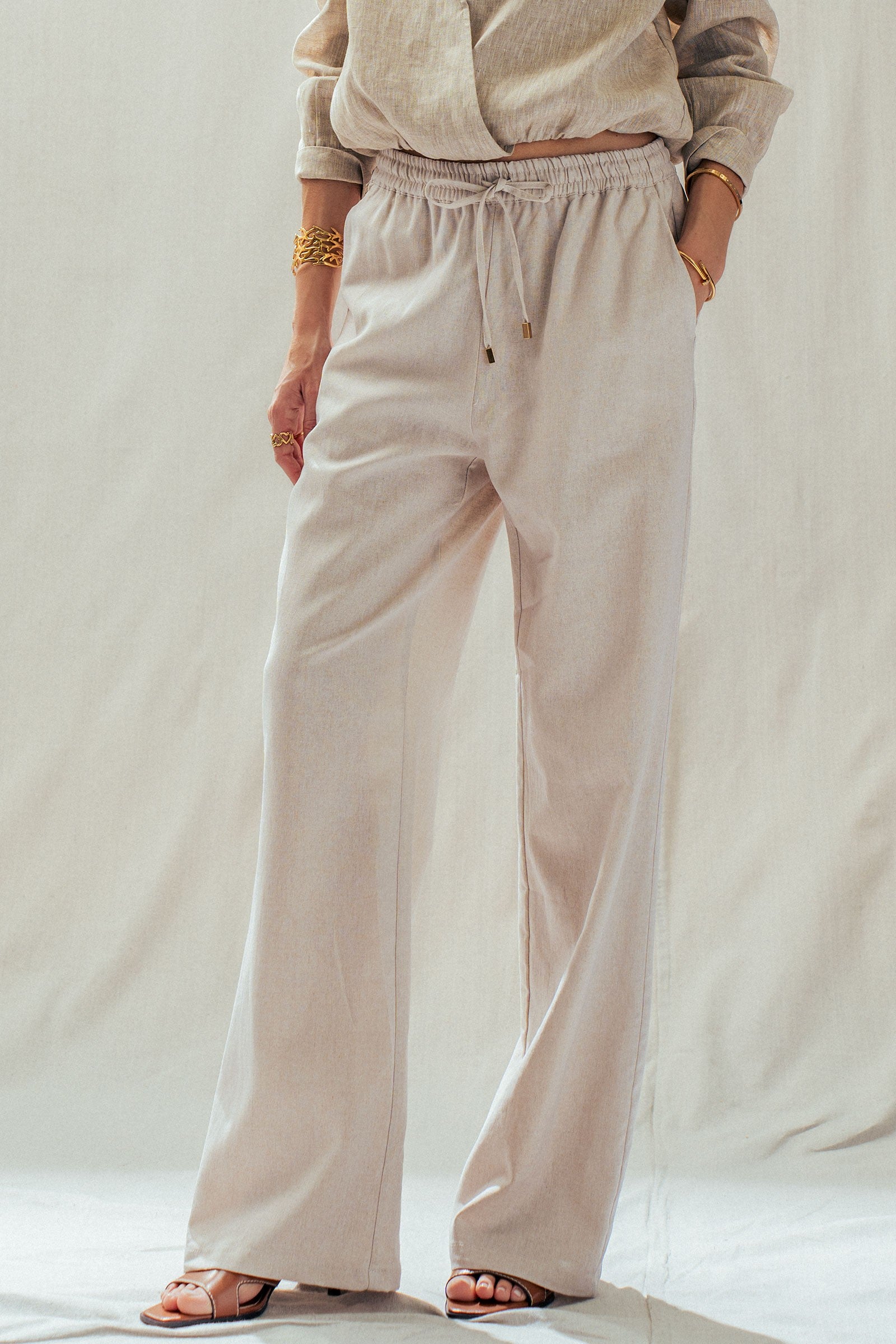 The Kyra Natural Linen Lounge Pant