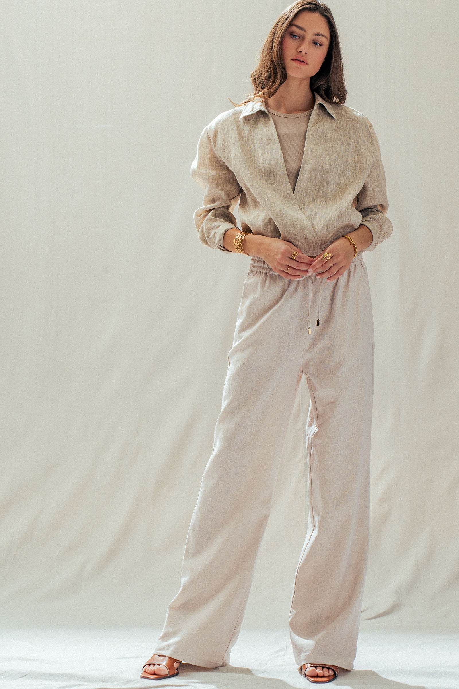 The Kyra Natural Linen Lounge Pant