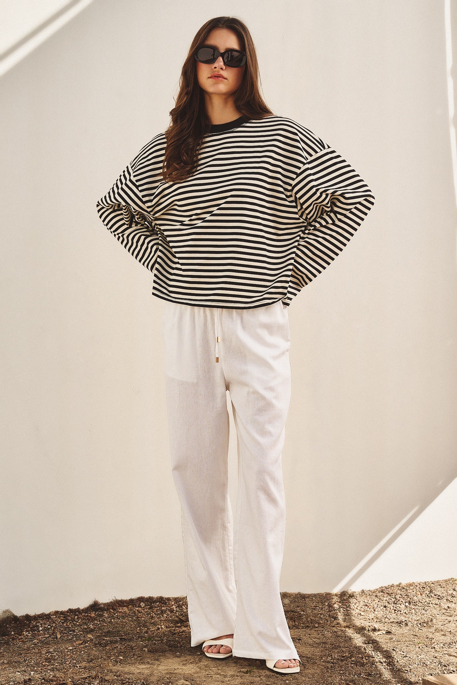 The Kyra White Linen Lounge Pant