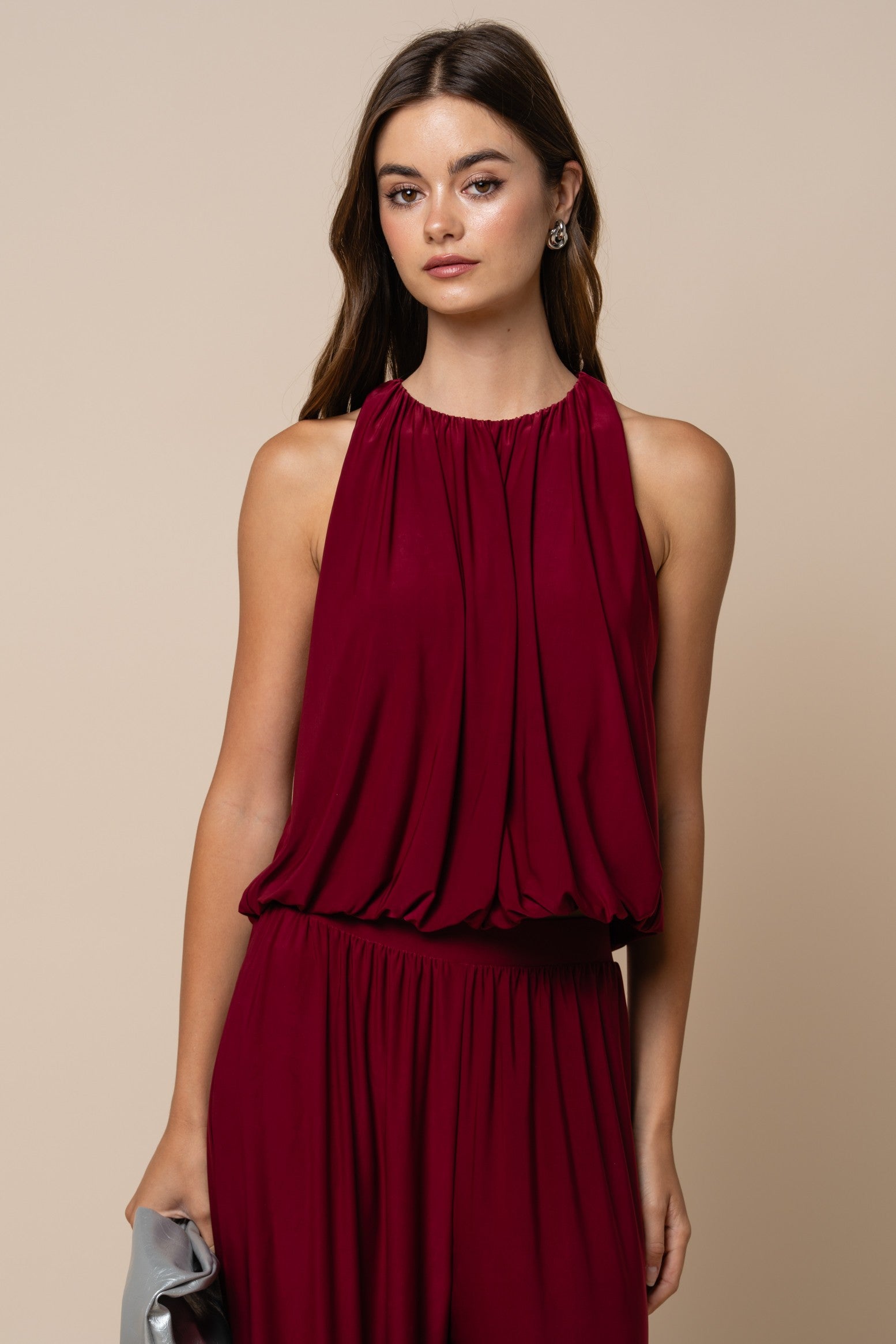 The Dahlia Burgundy Bubble Hem Top