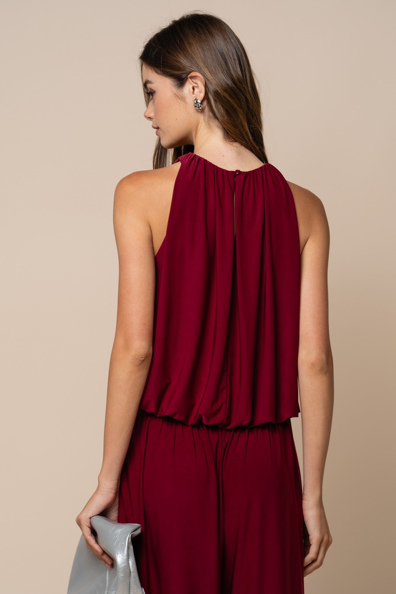 The Dahlia Burgundy Bubble Hem Top