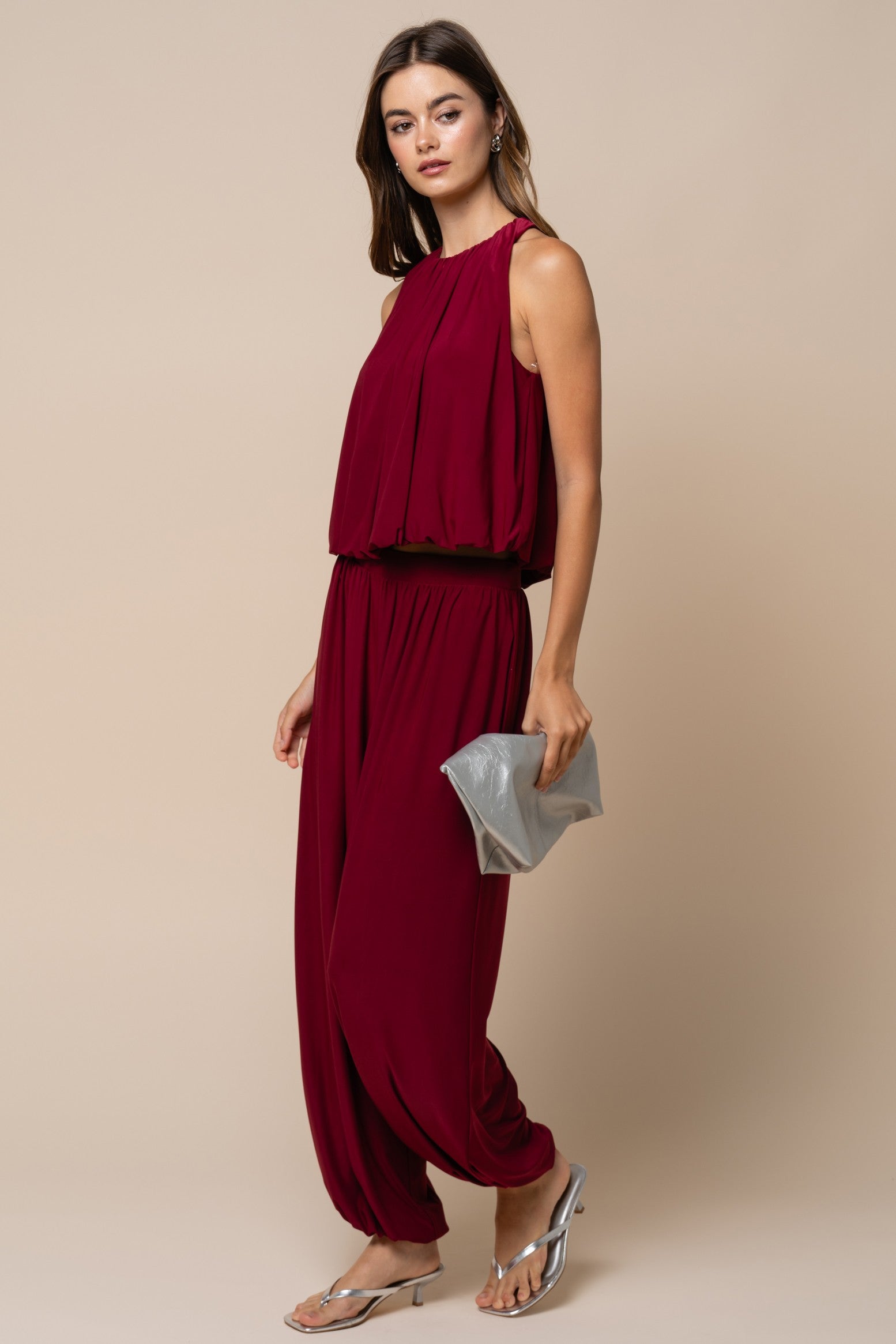 The Dahlia Burgundy Bubble Hem Top