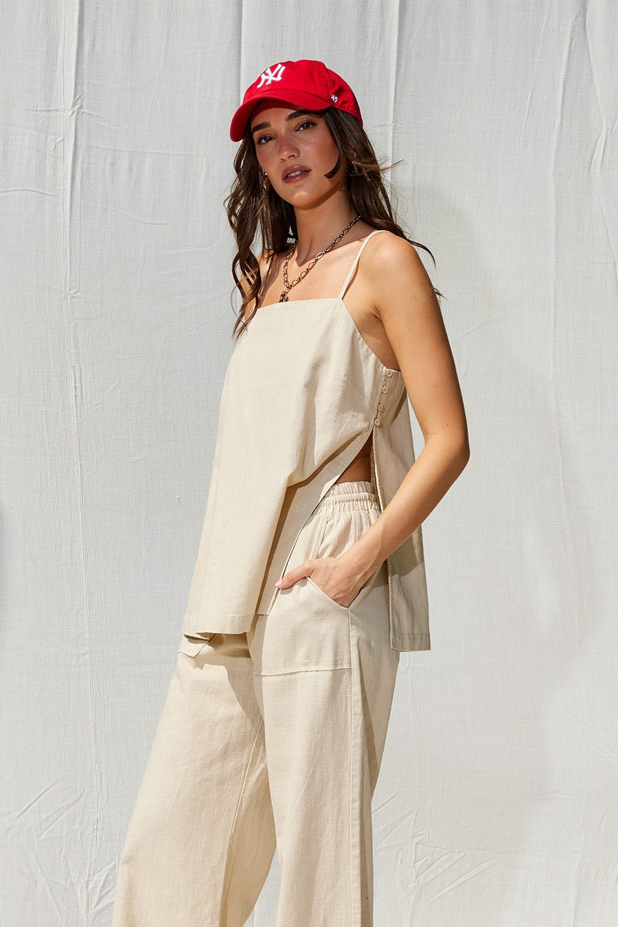 The Lana Linen Tank + Pants Set - Sold Separately