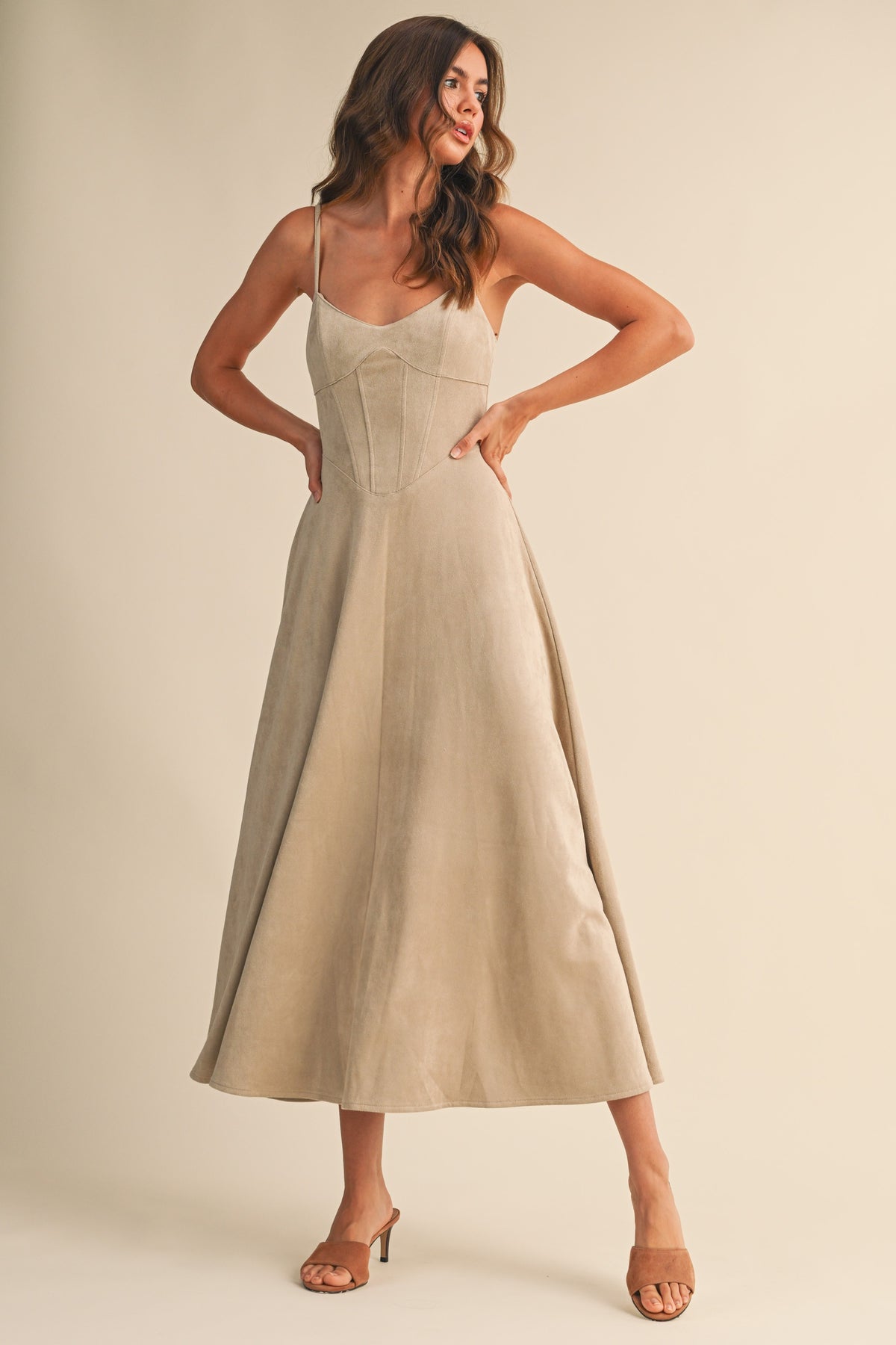 The Laurel Vegan Suede Corset Dress
