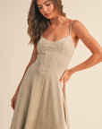 The Laurel Vegan Suede Corset Dress