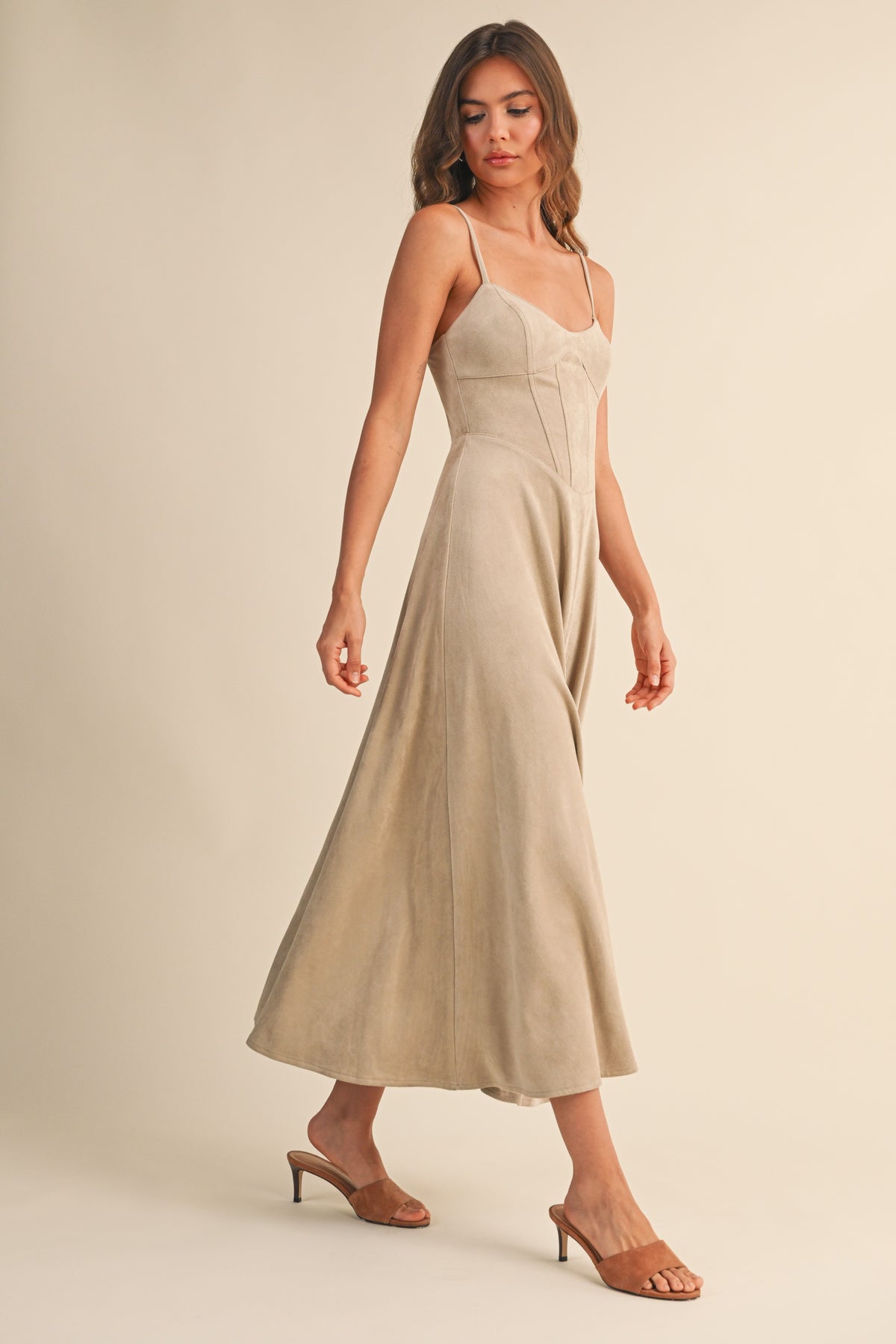 The Laurel Vegan Suede Corset Dress