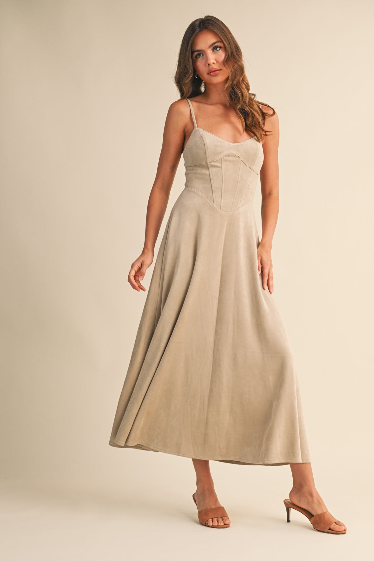 The Laurel Vegan Suede Corset Dress