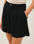 The Layne Black Linen Shorts