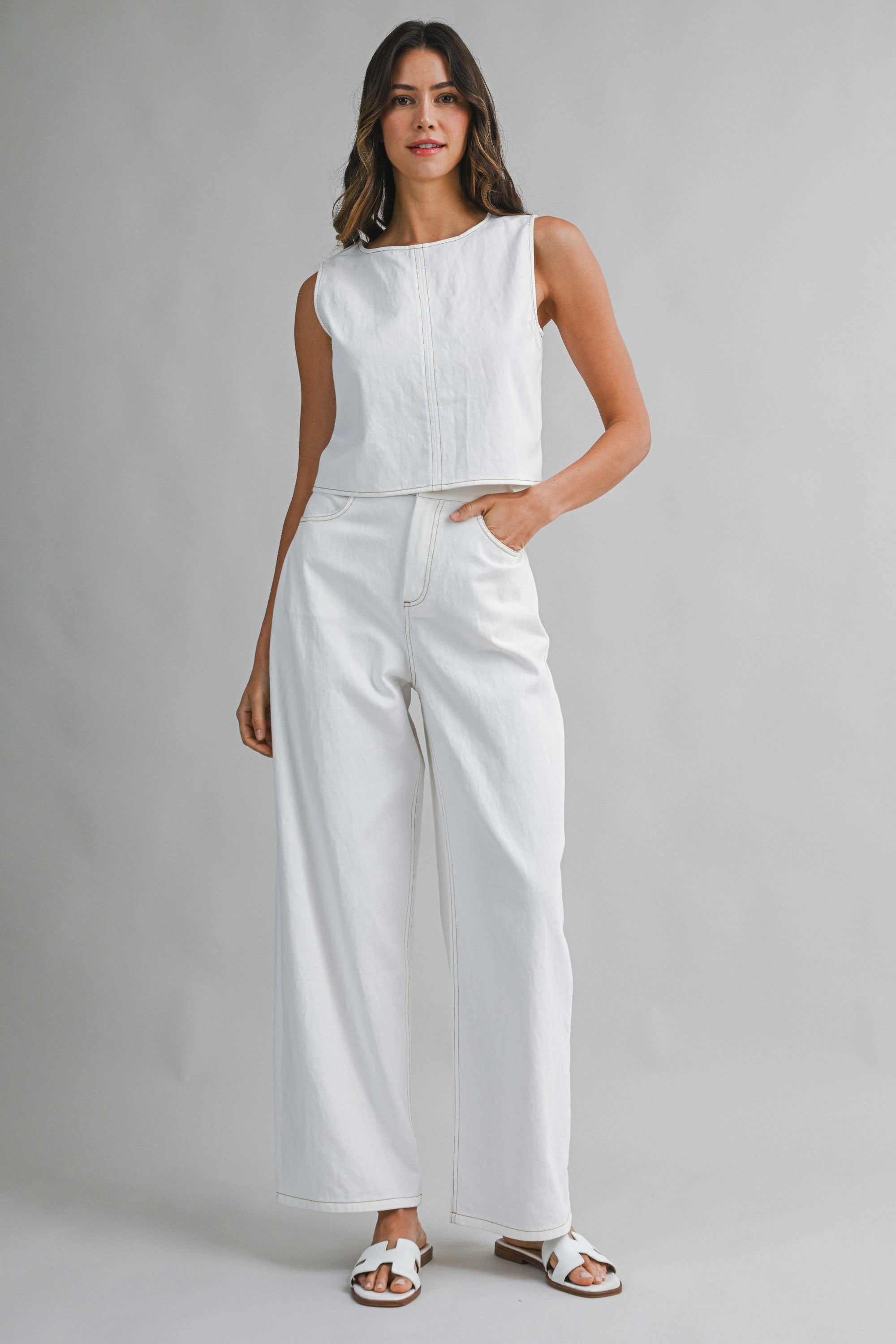 The Leni Denim Top + Pant Set - Sold Separately