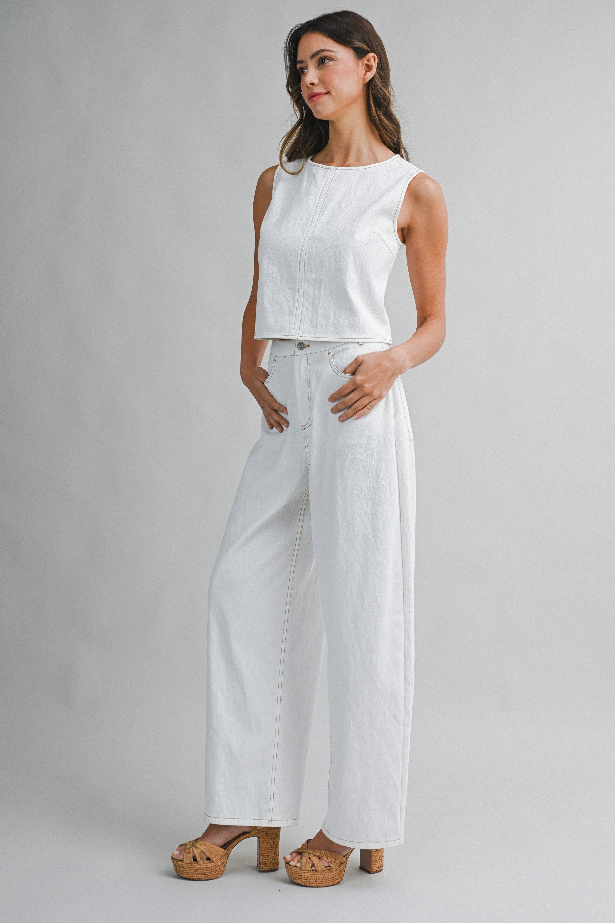 The Leni Denim Top + Pant Set - Sold Separately