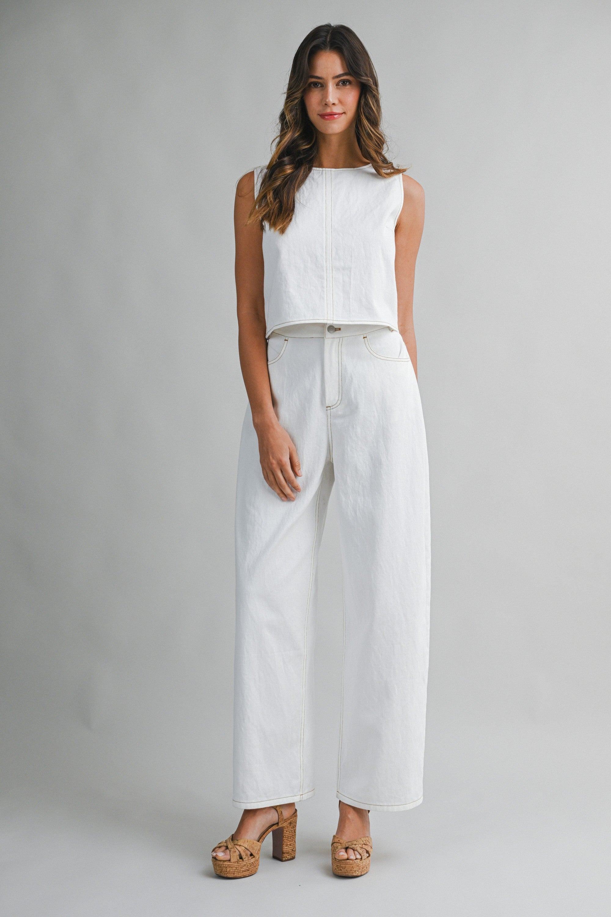 The Leni Denim Top + Pant Set - Sold Separately
