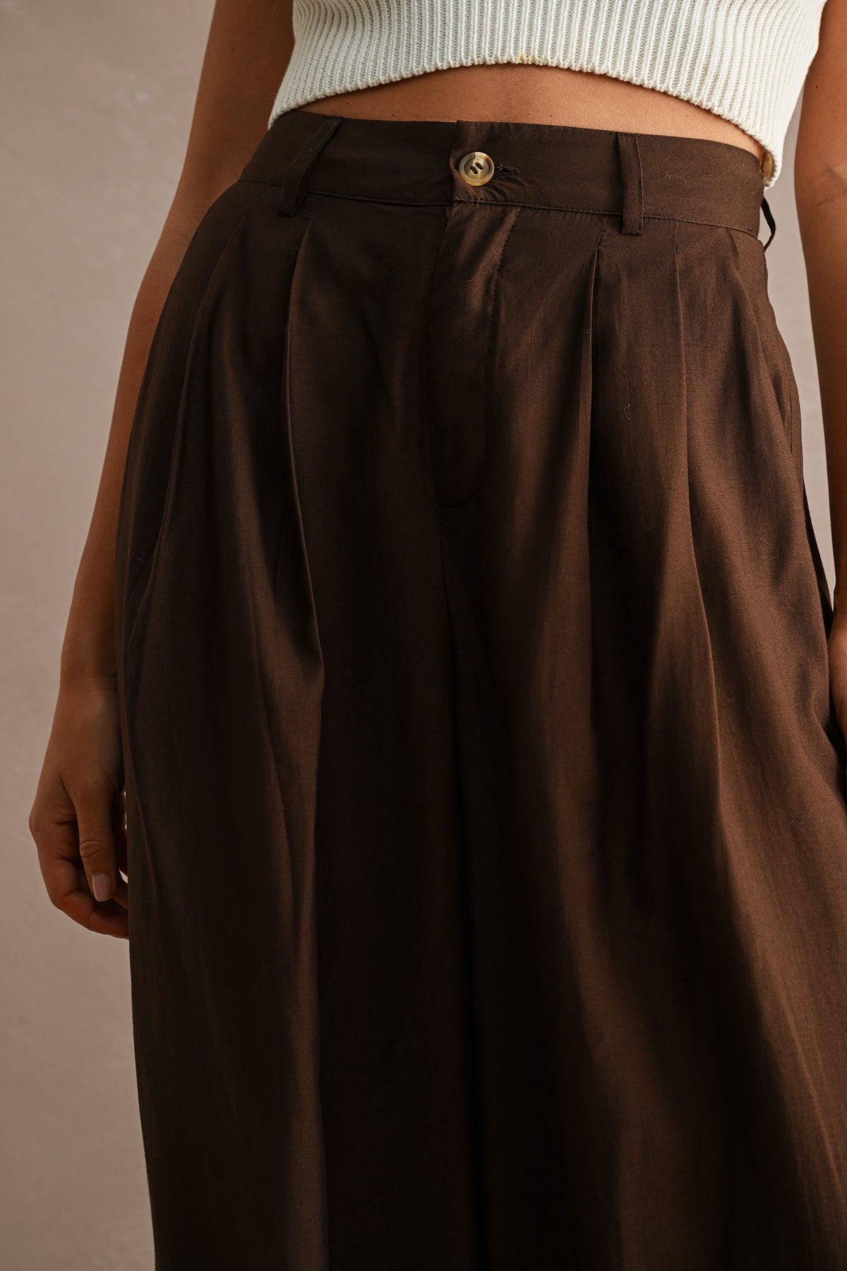 The Lennon Brown Pleated Balloon Pants