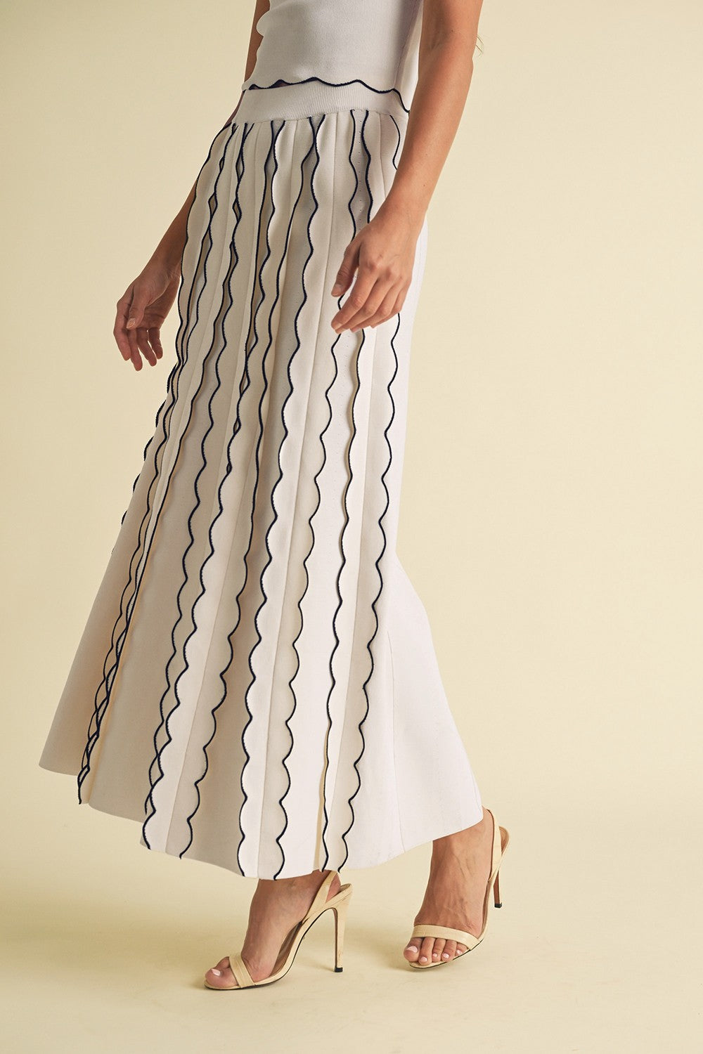 The Leona Pleated Knit Top + Skirt Set - Sold Separately