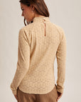 The Lila Beige Brushed Lace Mock Neck Top
