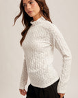 The Lila Brushed Lace Mock Neck Top