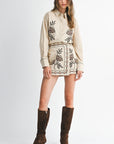 The Liora Embroidered Button Down Shirt + Mini Skirt Set - Sold Separately