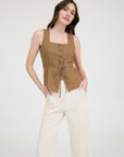 The Lora Almond Split Hem Vest