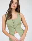 The Lora Olive Split Hem Vest