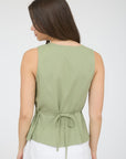 The Lora Olive Split Hem Vest