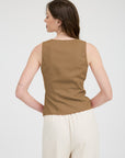 The Lora Almond Split Hem Vest