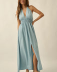 The Lorelei Denim Halter Maxi Dress